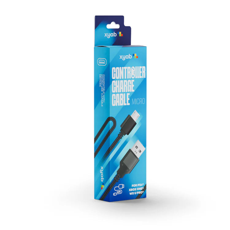 XYAB brand PlayStation 4 charging cable for DualShock 4 controllers with USB connector for power and data transfer