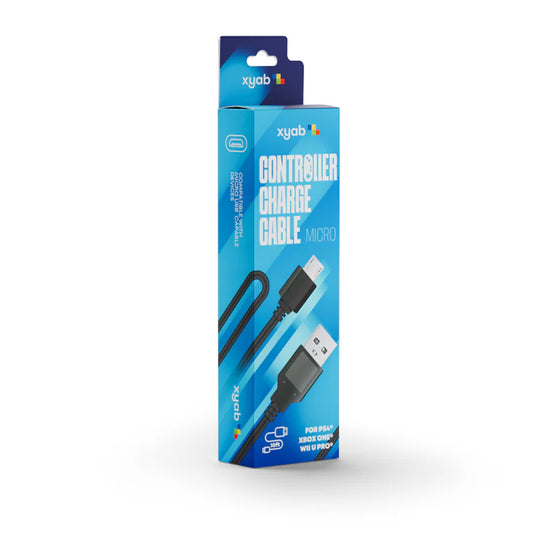 XYAB brand PlayStation 4 charging cable for DualShock 4 controllers with USB connector for power and data transfer