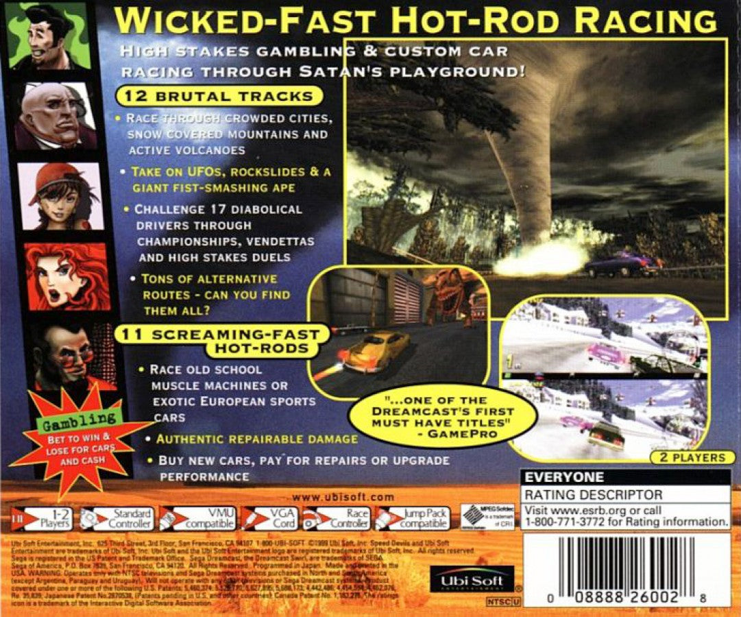 Speed Devils Sega Dreamcast retro video game arcade racing back of case