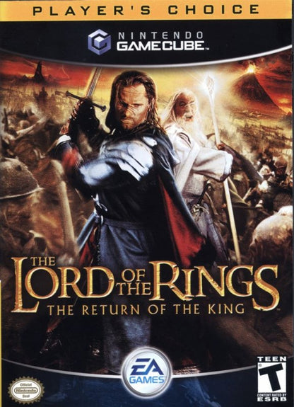 Cover art for The Lord of the Rings The Return of the King Player’s Choice GameCube game featuring cooperative action gameplay based on the epic fantasy film