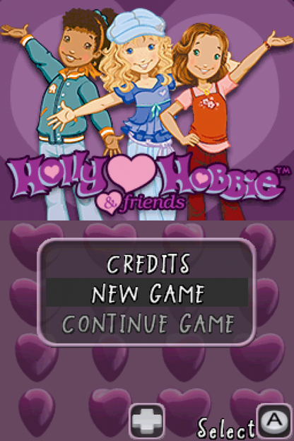 Holly Hobbie and Friends start screen for Nintendo DS (DS) children’s adventure video game