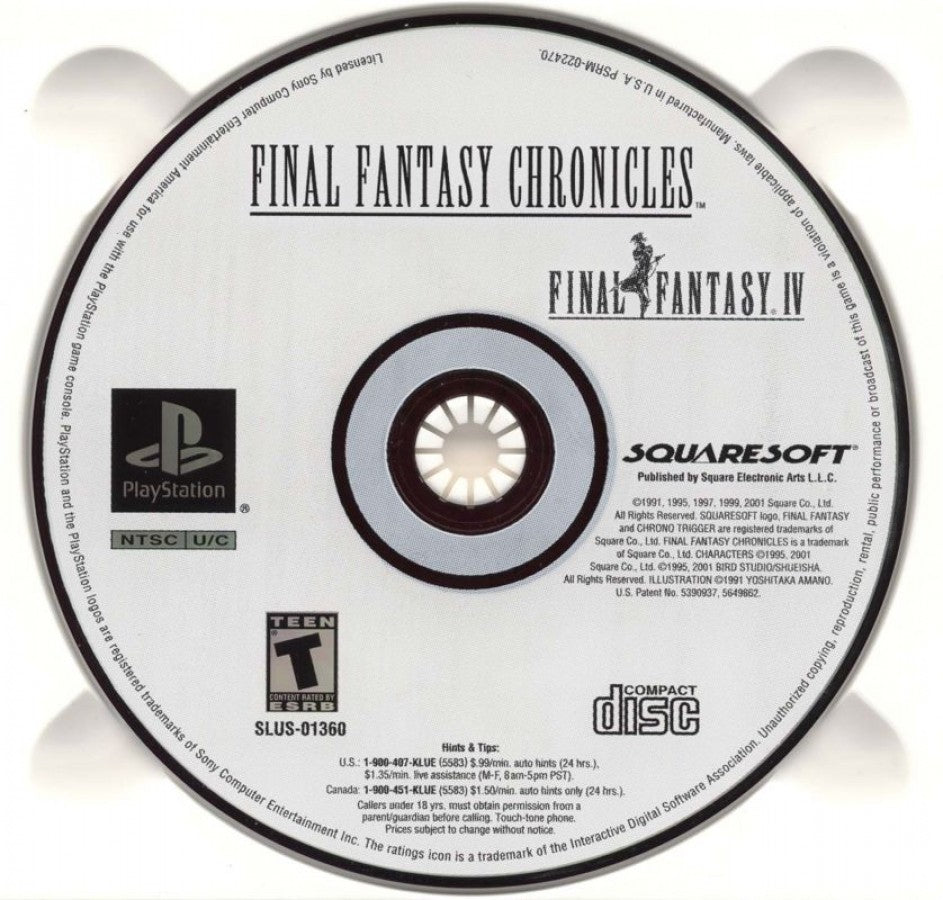 Final Fantasy Chronicles retro fantasy role-playing RPG game for PlayStation 1 (PS1) disc