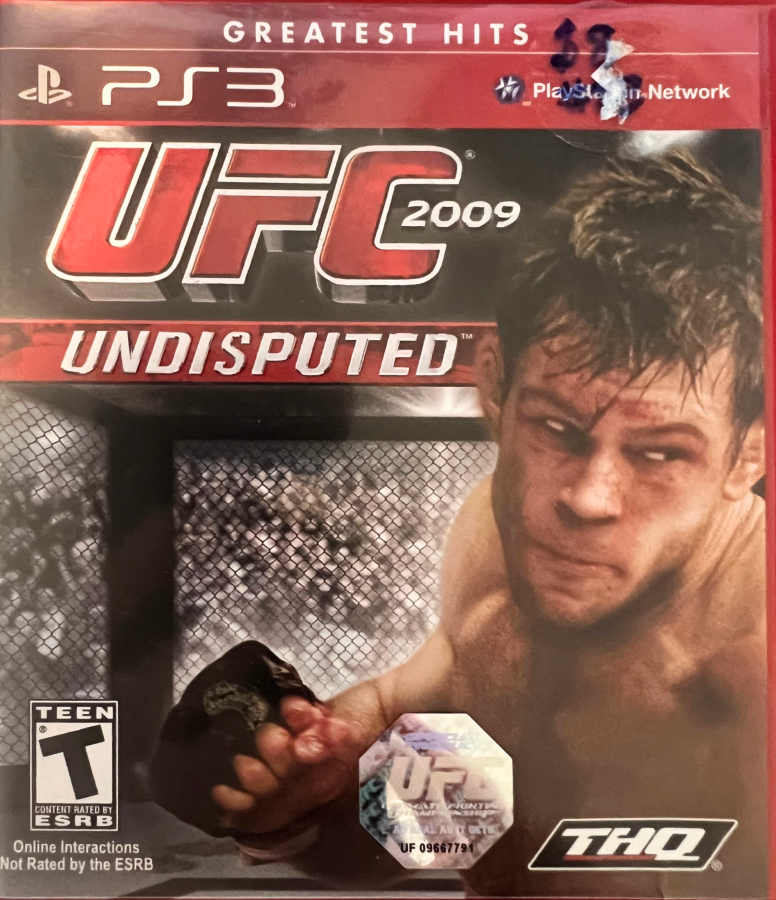 UFC 2009 Undisputed Greatest Hits retro PlayStation 3 video game featuring mixed martial arts combat, realistic UFC fighting gameplay, multiplayer competition and classic PS3 entertainment - cover art