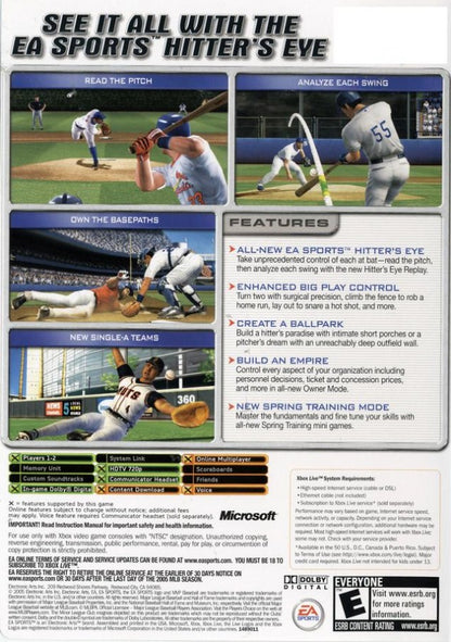 MVP Baseball 2005 – Xbox (XBOX) back cover art for video game for XBOX