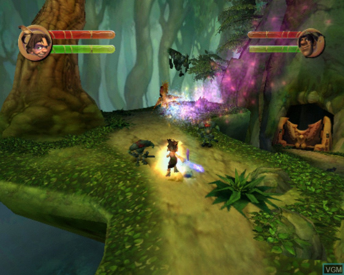 Tak The Great Juju Challenge PS2 Sony PlayStation 2 action adventure platformer cooperative gameplay Tak and Lok jungle challenges mini games puzzle solving cartoon style family friendly Nickelodeon retro gaming PlayStation 2 software video game title gameplay