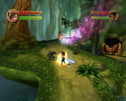 Tak The Great Juju Challenge PS2 Sony PlayStation 2 action adventure platformer cooperative gameplay Tak and Lok jungle challenges mini games puzzle solving cartoon style family friendly Nickelodeon retro gaming PlayStation 2 software video game title gameplay