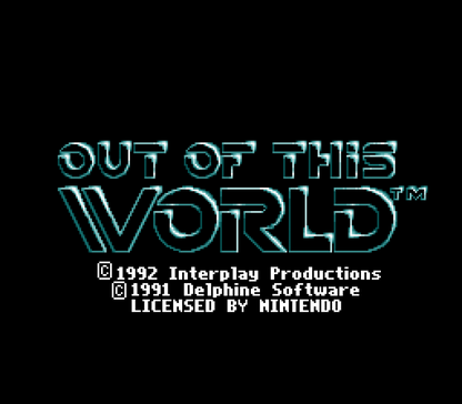 Out of This World Super Nintendo Entertainment System SNES video game featuring cinematic action adventure gameplay alien world exploration platforming challenges puzzle solving sci fi environments mysterious enemies and immersive storytelling classic 16 bit Nintendo gameplay retro video game collection collectible gaming appeal gameplay