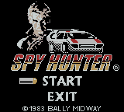 Arcade Hits: Moon Patrol and Spy Hunter Nintendo Game Boy Color GBC for arcade action racing shooter retro video game fans featuring side scrolling vehicle combat high speed driving classic arcade gameplay military missions retro challenges collectible gaming appeal title screen