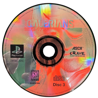 Galerians Complete In Box CIB Sony PlayStation PS1 video game featuring survival horror action gameplay psychic abilities Rion character exploration dark environments enemy encounters puzzle solving story driven adventure and classic 32 bit PlayStation gameplay retro video game collection collectible gaming appeal disc 3