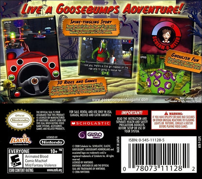 Goosebumps: Horrorland back of case for Nintendo DS (DS) horror adventure video game 