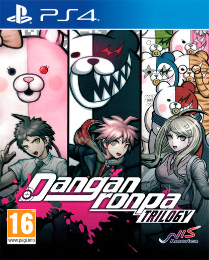 Danganronpa Trilogy [PAL Import] – PlayStation 4 (PS4) video game cover image, mystery visual novel collection by Spike Chunsoft
