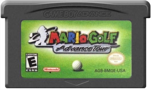 Mario Golf Advance Tour for Game Boy Advance golf sports RPG featuring Mario characters tournament mode story mode character progression handheld gameplay cartridge