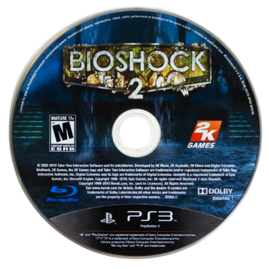 BioShock 2 PS3 atmospheric first-person action game set in the underwater city of Rapture with steampunk visuals and intense combat gameplay disc
