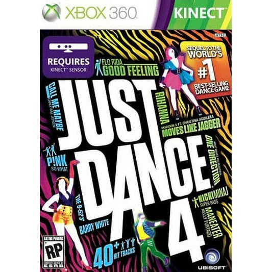 Just Dance 4 rhythm dance party video game featuring energetic choreography popular music tracks multiplayer modes and fun motion controlled gameplay for players of all ages cover art