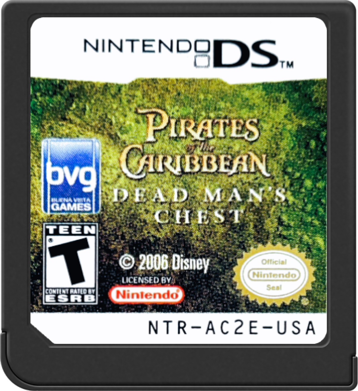 Pirates of the Caribbean Dead Man's Chest Nintendo DS DS video game featuring pirate action adventure gameplay Captain Jack Sparrow ocean exploration sword fighting ship battles treasure hunting enemy encounters island missions swashbuckling combat movie inspired storyline and classic Nintendo DS handheld adventure retro video game collection collectible gaming appeal game cartridge