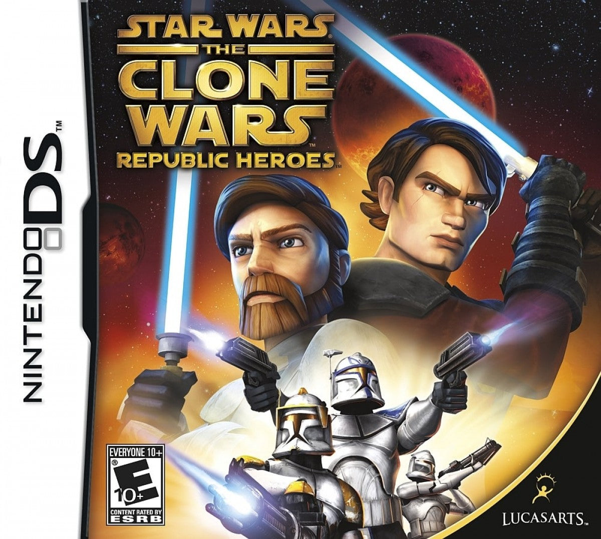 Star Wars Clone Wars Republic Heroes Nintendo DS game featuring action adventure gameplay, cooperative missions, and characters from the Star Wars The Clone Wars series front cover