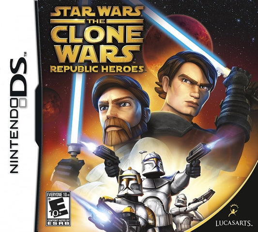 Star Wars Clone Wars Republic Heroes Nintendo DS game featuring action adventure gameplay, cooperative missions, and characters from the Star Wars The Clone Wars series front cover