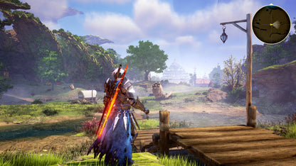 Tales of Arise for PlayStation 4 (PS4) featuring a stylish action JRPG where two warriors from rival worlds unite to overthrow oppressive rulers; fight with fast, flashy combo-based combat, explore vibrant landscapes, and experience a character-driven story about freedom, identity, and sacrifice gameplay screenshot