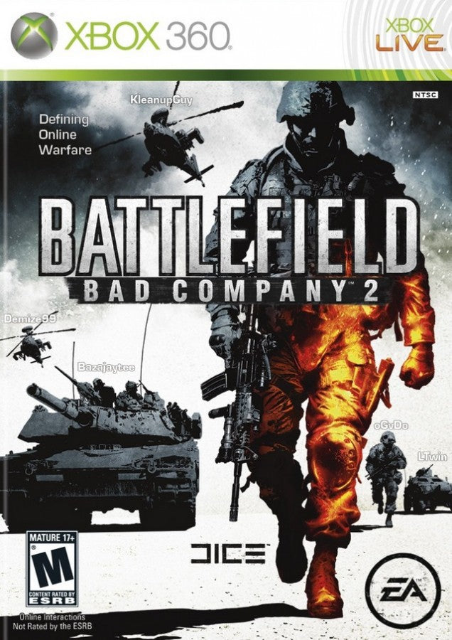 Battlefield: Bad Company 2 for Xbox 360 (X360) at Gamers INC, featuring the critically acclaimed military shooter known for its extensive environmental destruction, a character-driven single-player campaign, and a premier multiplayer experience where you engage in large-scale tactical warfare across diverse landscapes using a wide array of vehicles, weapons, and specialized soldier classes cover art