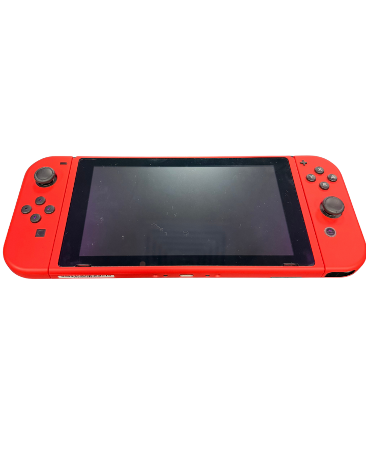 Red Edition Nintendo Switch featuring vibrant red Joy-Con controllers and portable hybrid gaming design front view of screen