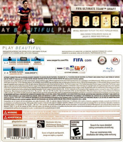 FIFA 16 back cover art for PlayStation 3 (PS3) video game