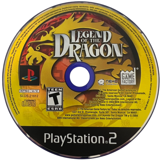 The Legend of the Dragon PlayStation 2 PS2 retro video game fighting game disc (2007)