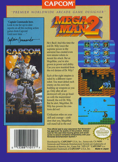 Mega Man 2 back of box for Nintendo Entertainment System (NES) retro video game