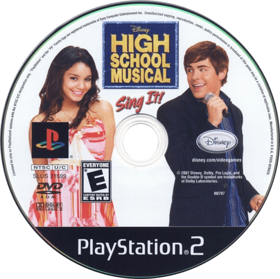 Disney Sing It: High School Musical disc for PlayStation 2 (PS2) karaoke music rhythm video game based on the High School Musical films