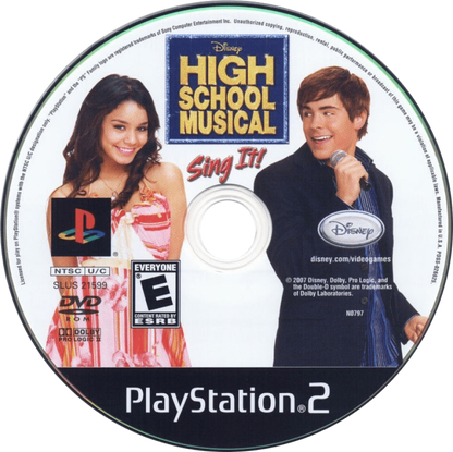 Disney Sing It: High School Musical disc for PlayStation 2 (PS2) karaoke music rhythm video game based on the High School Musical films