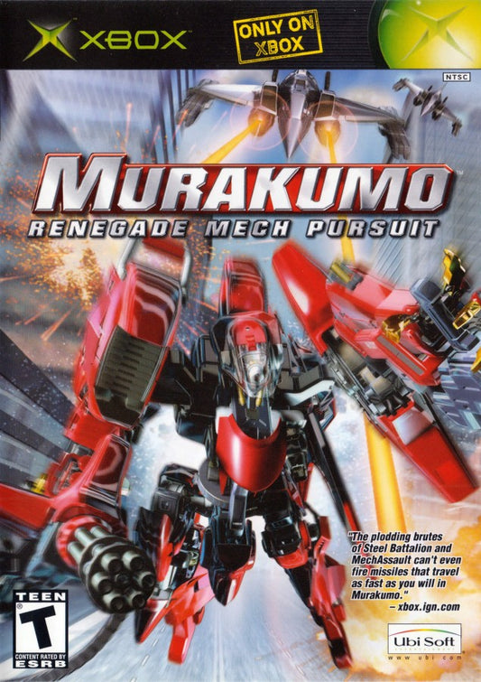 Murakumo: Renegade Mech Pursuit retro Xbox video game Murakumo Renegade Mech Pursuit mech combat aerial dogfighting sci fi action shooter mission based gameplay futuristic combat console title Xbox release cover art