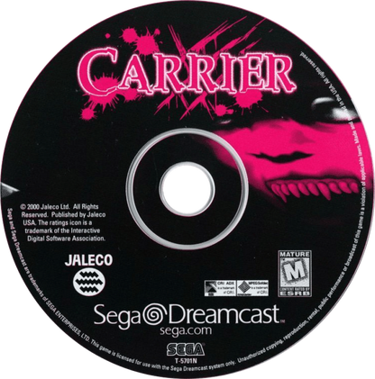 Carrier Sega Dreamcast retro video game survival horror disc