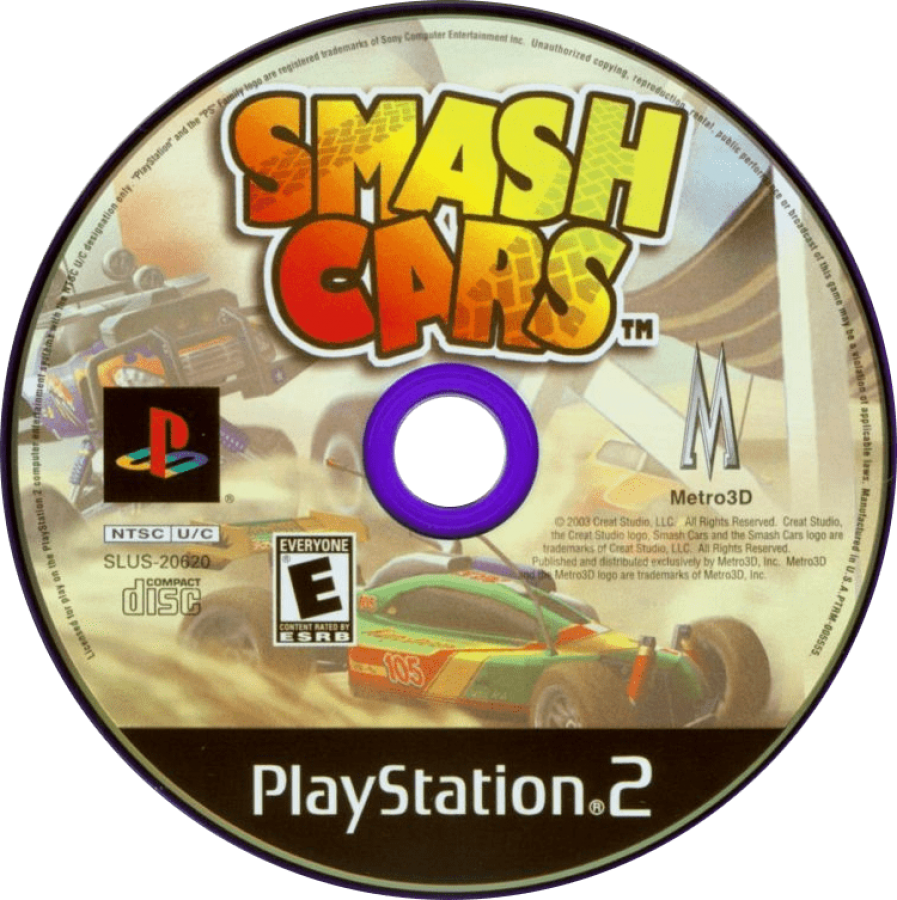 Smash Cars – PlayStation 2 (PS2) video game disc, arcade-style racing game.