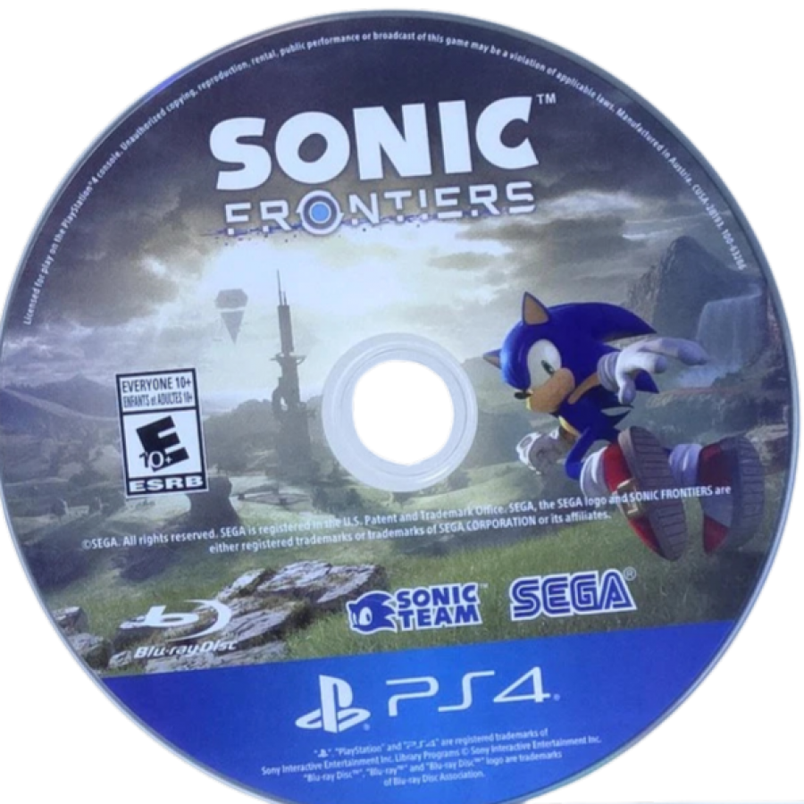 Sonic Frontiers retro PlayStation 4 video game featuring open world platform gameplay, fast paced Sonic action, exploration challenges and classic PS4 entertainment - disc