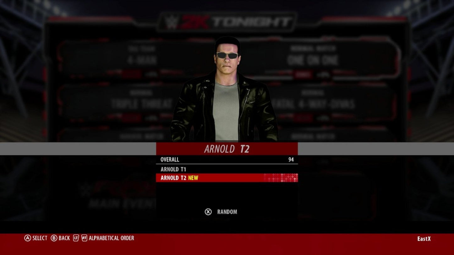 WWE 2K16 Xbox One video game, professional wrestling sports simulation, WWE superstars and legends, career and showcase modes, console title gameplay screenshot