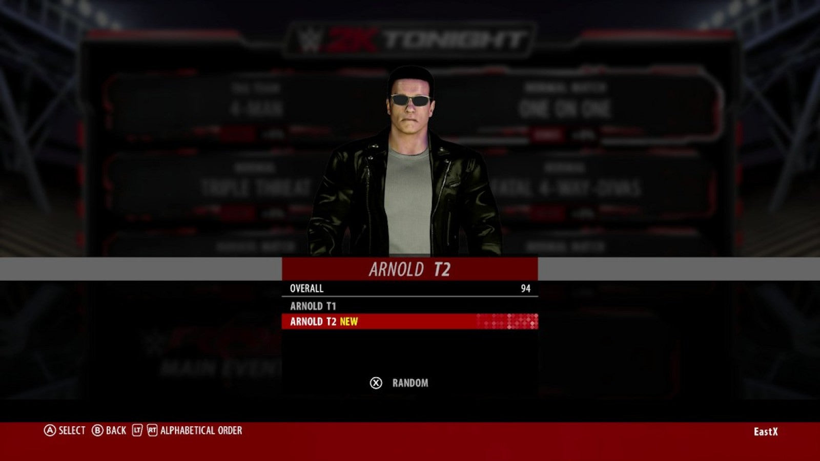 WWE 2K16 Xbox One video game, professional wrestling sports simulation, WWE superstars and legends, career and showcase modes, console title gameplay screenshot