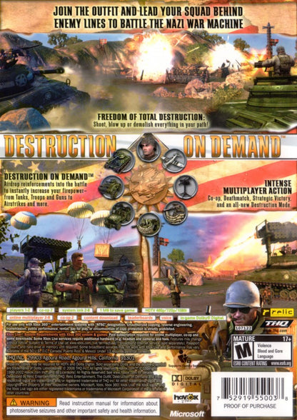 The Outfit Xbox 360 back cover art for action strategy video game.