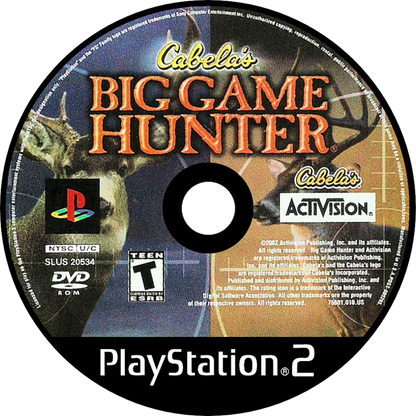 Cabela’s Big Game Hunter for PlayStation 2 with realistic hunting simulation and wildlife tracking theme disc
