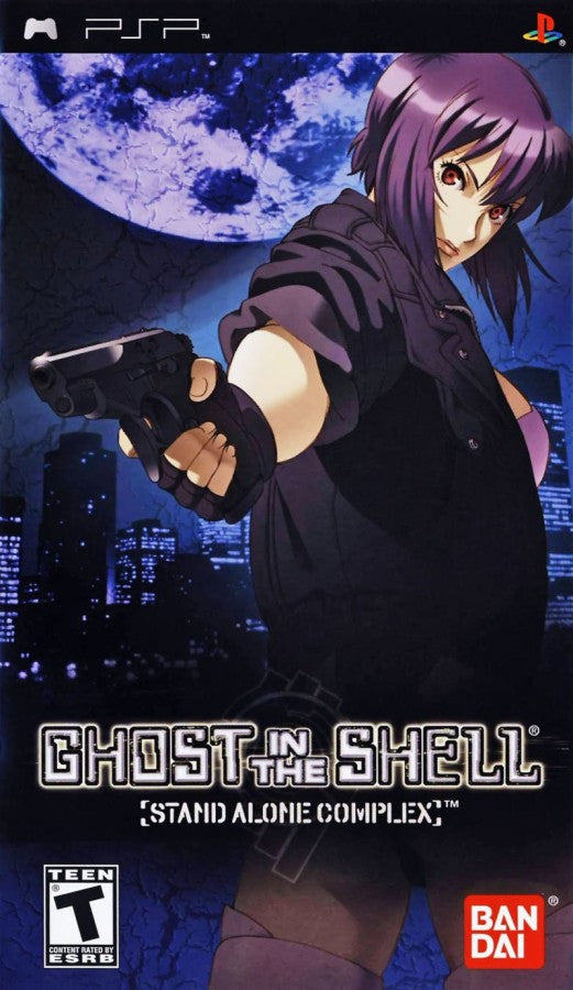 Ghost in the Shell Stand Alone Complex Complete in Box CIB PlayStation Portable PSP for action shooter video game fans featuring tactical third person combat futuristic cyberpunk gameplay stealth missions anime inspired storytelling sci fi environments multiplayer modes collectible gaming appeal front cover art