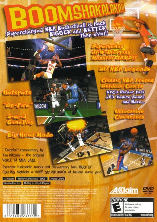 NBA Jam – PlayStation 2 (PS2) arcade basketball sports video game back of case