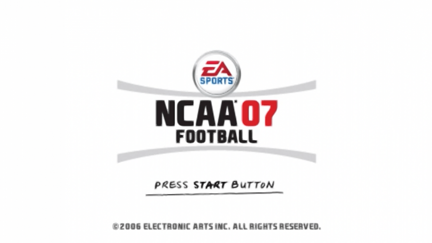 NCAA Football 07 title screen for Playstation Portable video game. 