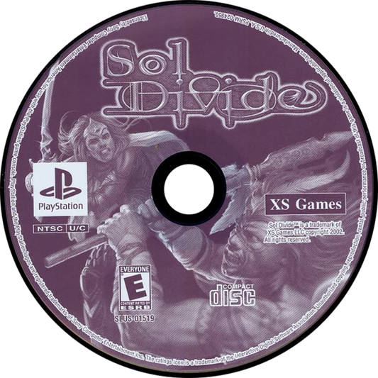 Sol Divide PlayStation PS1 for shoot em up video game fans featuring side scrolling arcade action fantasy themed aerial combat magical spell attacks multiple playable characters fast paced gameplay classic 2D shooter collectible gaming appeal game disc