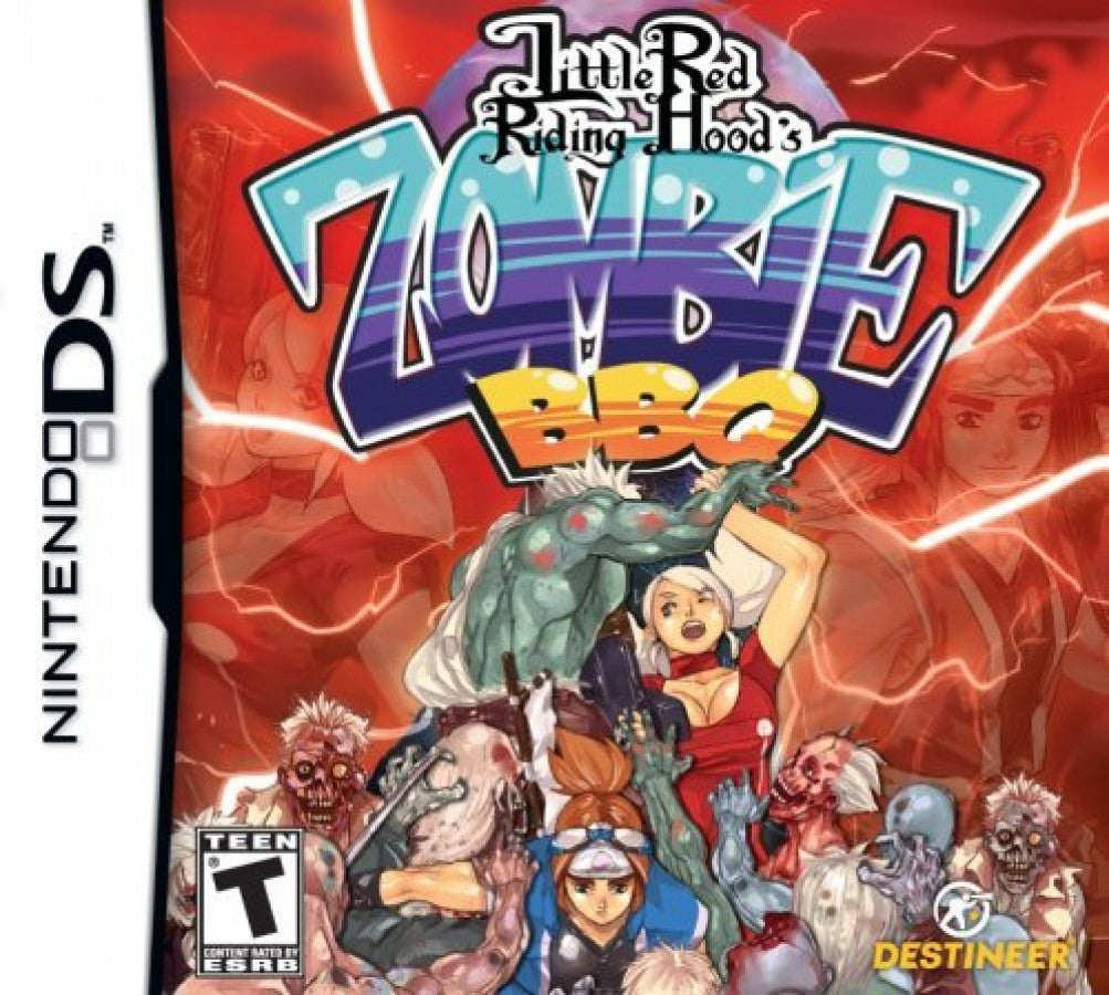 Little Red Riding Hood's Zombie BBQ Nintendo DS DS action shooting video game featuring Little Red Riding Hood zombie enemies fast-paced shooting combat colorful environments challenging levels weapons boss battles and classic Nintendo DS DS gameplay collectible retro gaming appeal cover art
