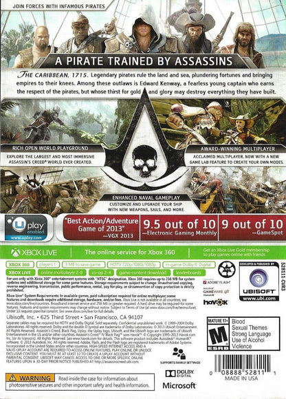 Assassin's Creed IV: Black Flag [GameStop Edition] back cover art for Xbox 360 (X360) action-adventure video game