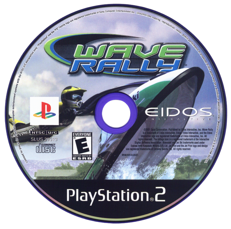 Wave Rally – PlayStation 2 (PS2) video game disc, arcade water racing.