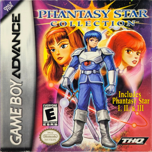 Phantasy Star Collection [CIB] for Game Boy Advance (GBA) featuring portable versions of classic sci-fi RPGs from the SEGA Master System, including Phantasy Star I, II, and III; explore alien worlds, build your party, and experience the roots of the legendary series in this complete-in-box compilation front cover