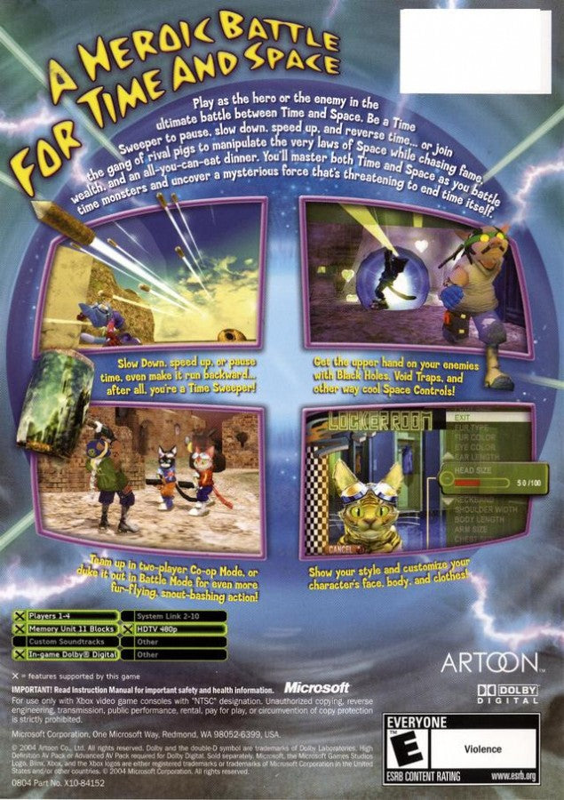 Blinx 2: Masters of Time & Space back cover art for Xbox (XBOX) video game