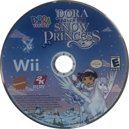 Dora the Explorer: Dora Saves the Snow Princess disc cover art for Nintendo Wii (Wii) video game 