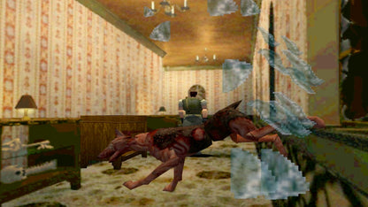 Resident Evil Directors Cut Greatest Hits PlayStation 1 game featuring classic survival horror gameplay, fixed camera angles, and the original Spencer Mansion experience gameplay