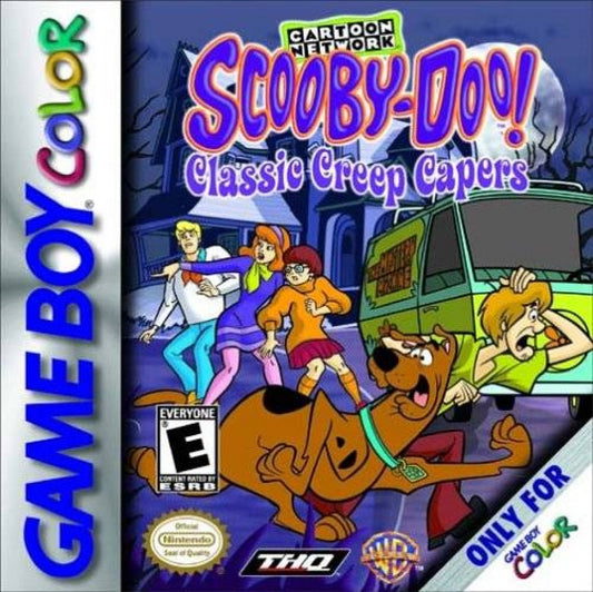 Scooby Doo Classic Creep Capers for Game Boy Color, cover image for an adventure puzzle video game with mystery-solving gameplay, exploration, cartoon-style characters, and story-driven challenges 