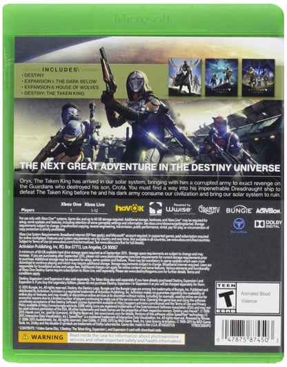 Destiny: Taken King [Legendary Edition] back cover art for Xbox One (XONE) video game